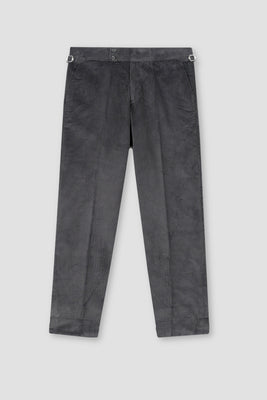 Grey Wide Wale Corduroy Gurkha Trousers