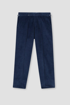 Navy Blue Wide Wale Corduroy Gurkha Trousers