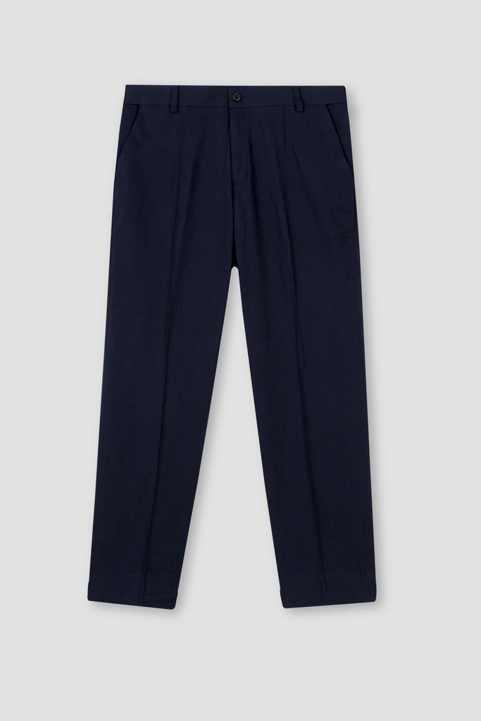Navy Blue Flannel Ravon Trousers