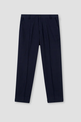 Navy Blue Flannel Ravon Trousers
