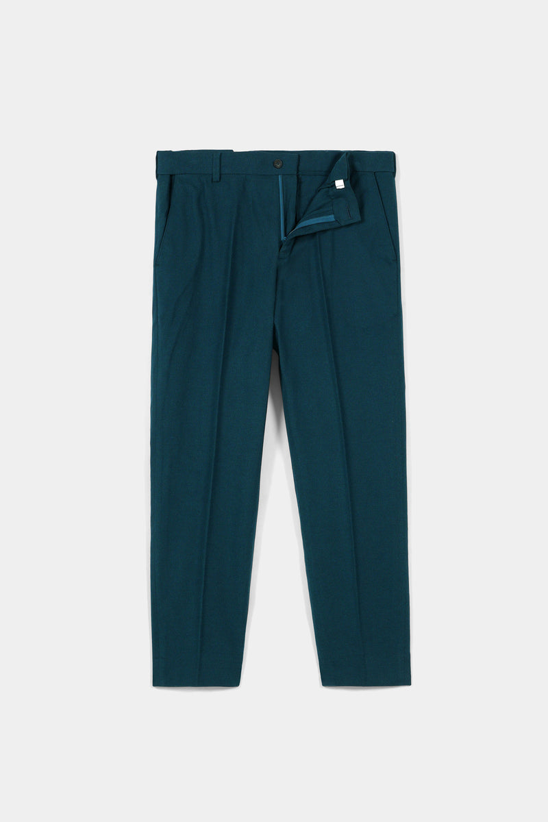 Teal Green Flannel Ravon Trousers