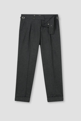 Grey Herringbone Flannel Gurkha Trousers