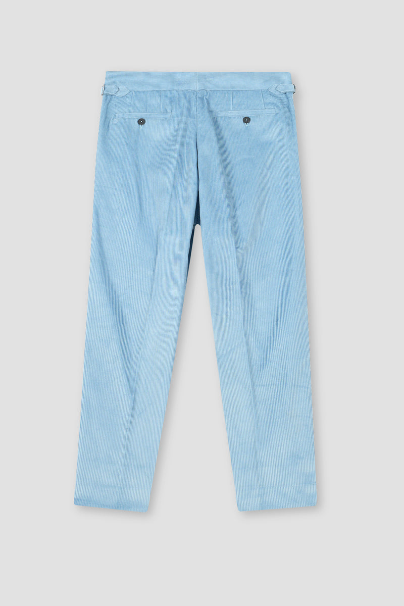 Sky Blue Wide Wale Corduroy Gurkha Trousers