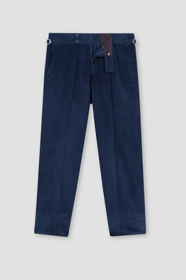 Navy Blue Wide Wale Corduroy Gurkha Trousers