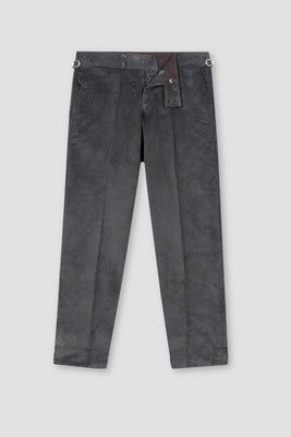 Grey Wide Wale Corduroy Gurkha Trousers