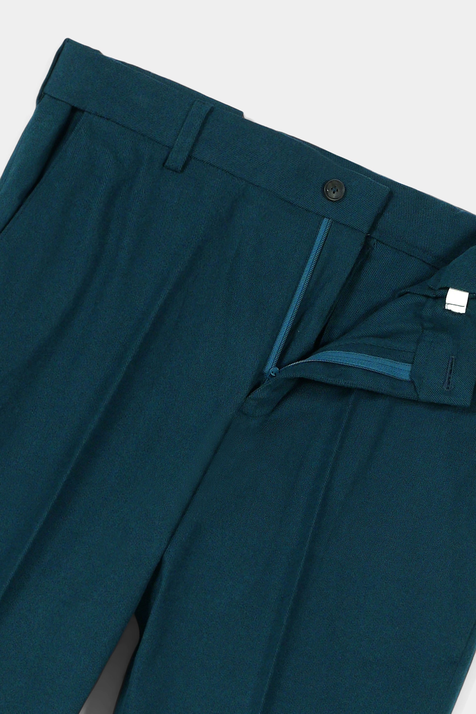 Teal Green Flannel Ravon Trousers