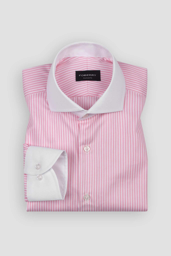 Soft Pink Banker Stripes Shirt