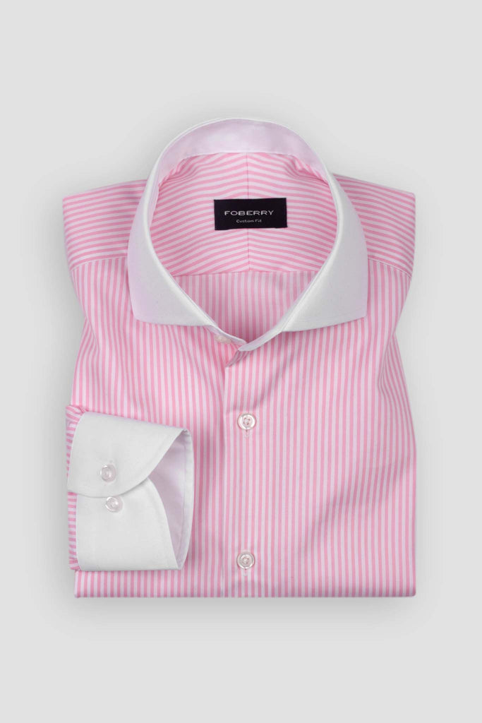 Soft Pink Banker Stripes Shirt