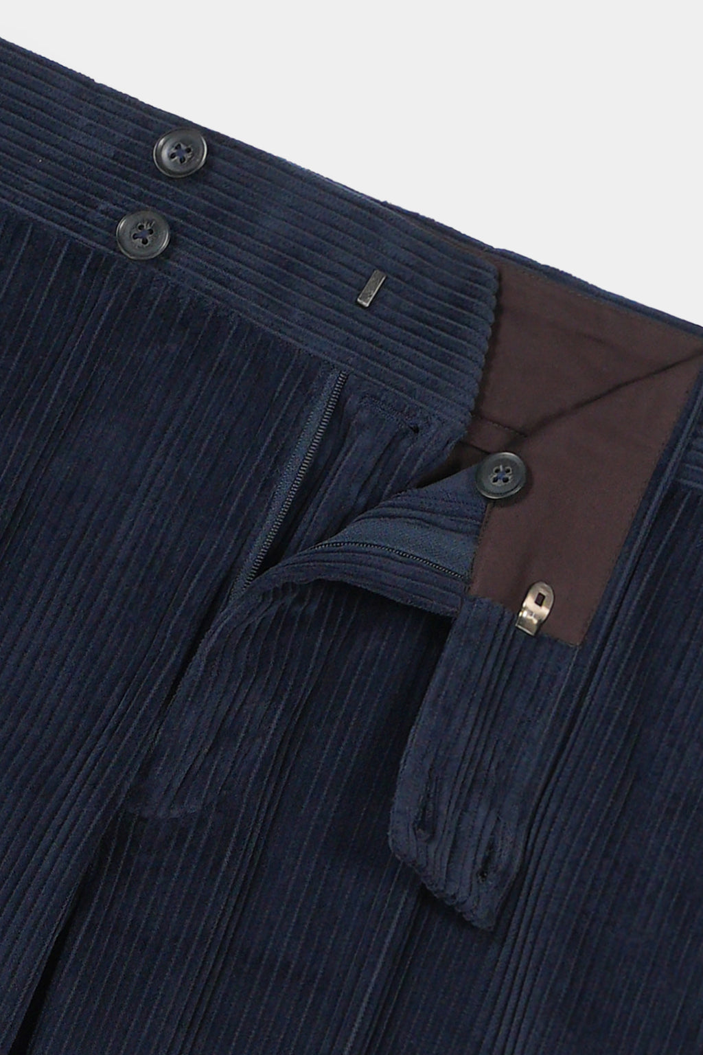Navy Blue Wide Wale Corduroy Gurkha Trousers