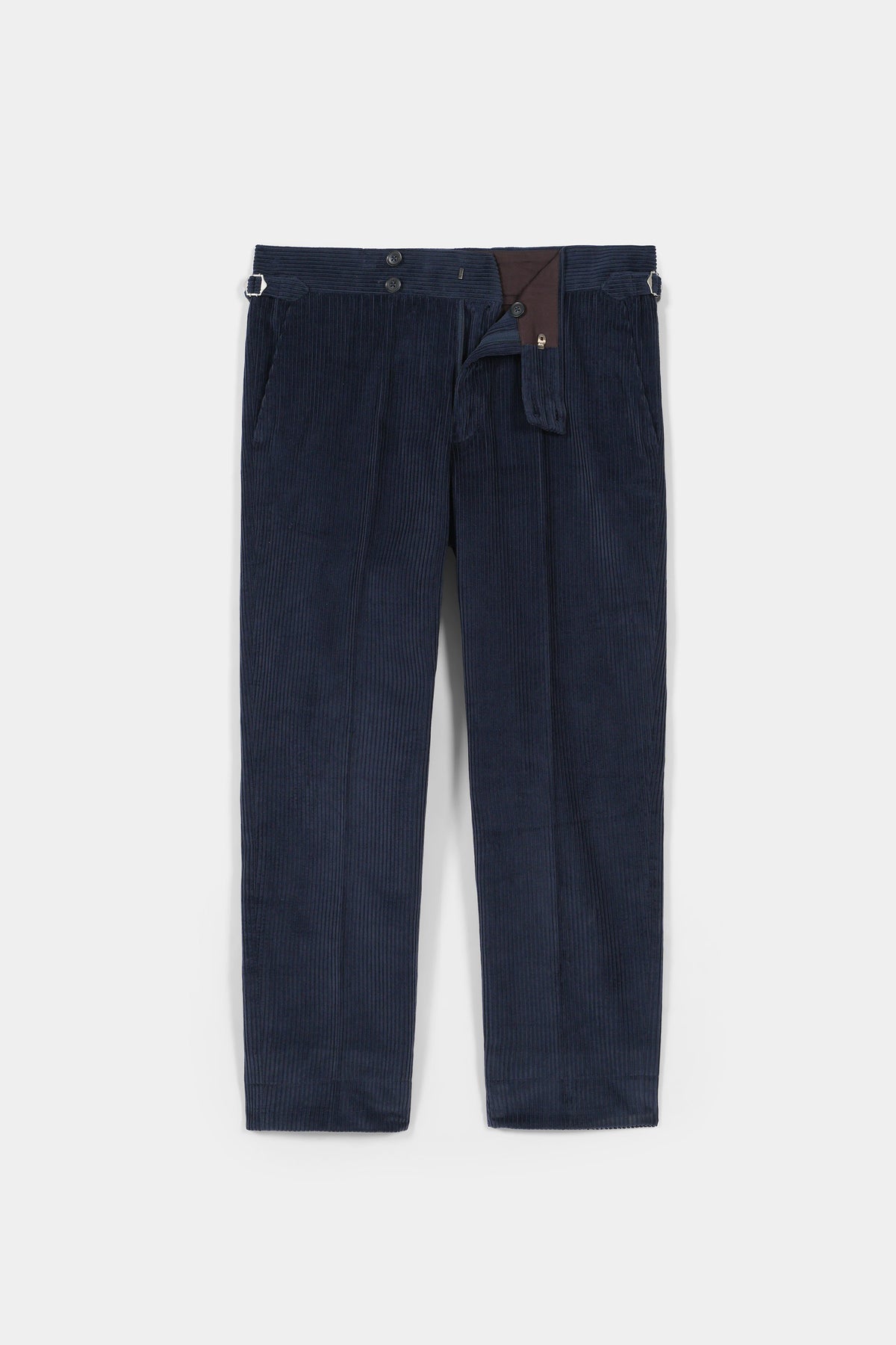 Navy Blue Wide Wale Corduroy Gurkha Trousers