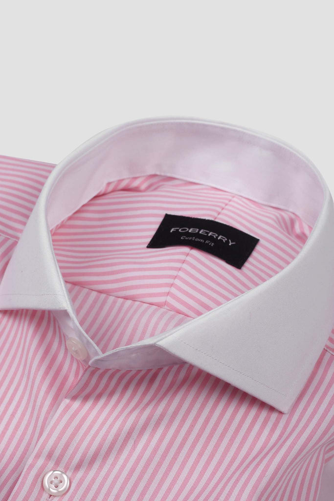 Soft Pink Banker Stripes Shirt