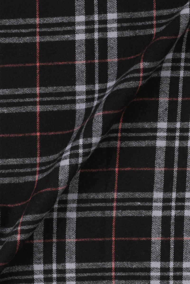 Light Mauve & Black Madras Winter Flannel Shirt