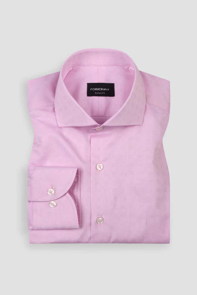 Pastel Pink Egyptian Self Structured Shirt