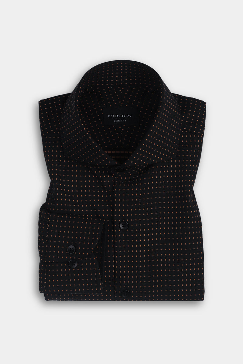 Gold On Black Polka Dots Shirt