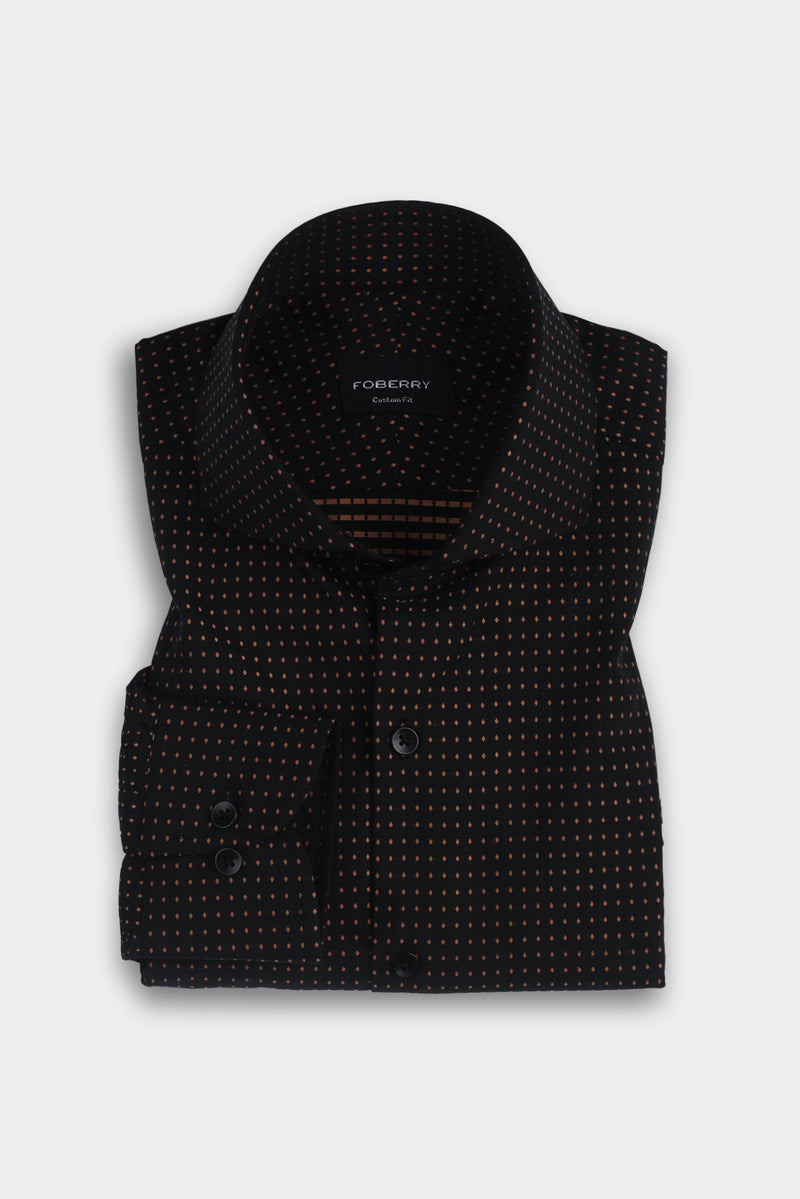 Gold On Black Polka Dots Shirt