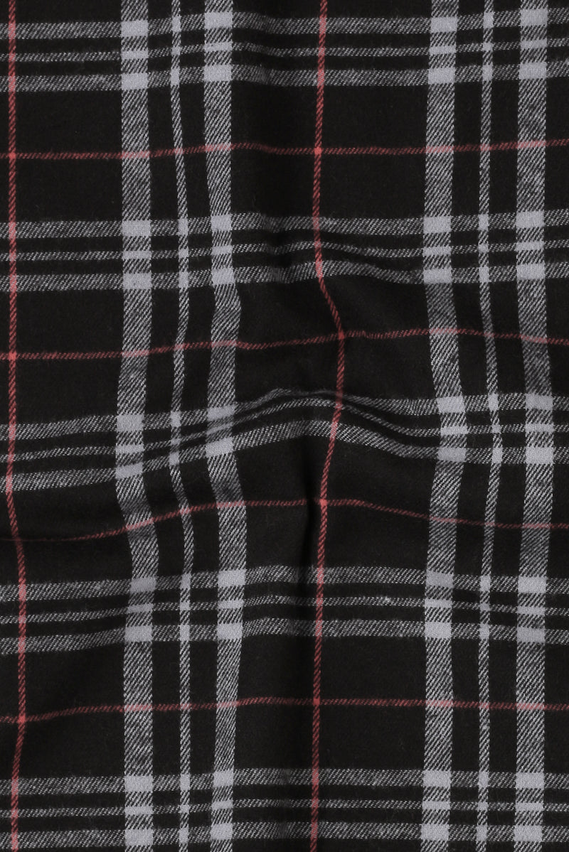 Light Mauve & Black Madras Winter Flannel Shirt