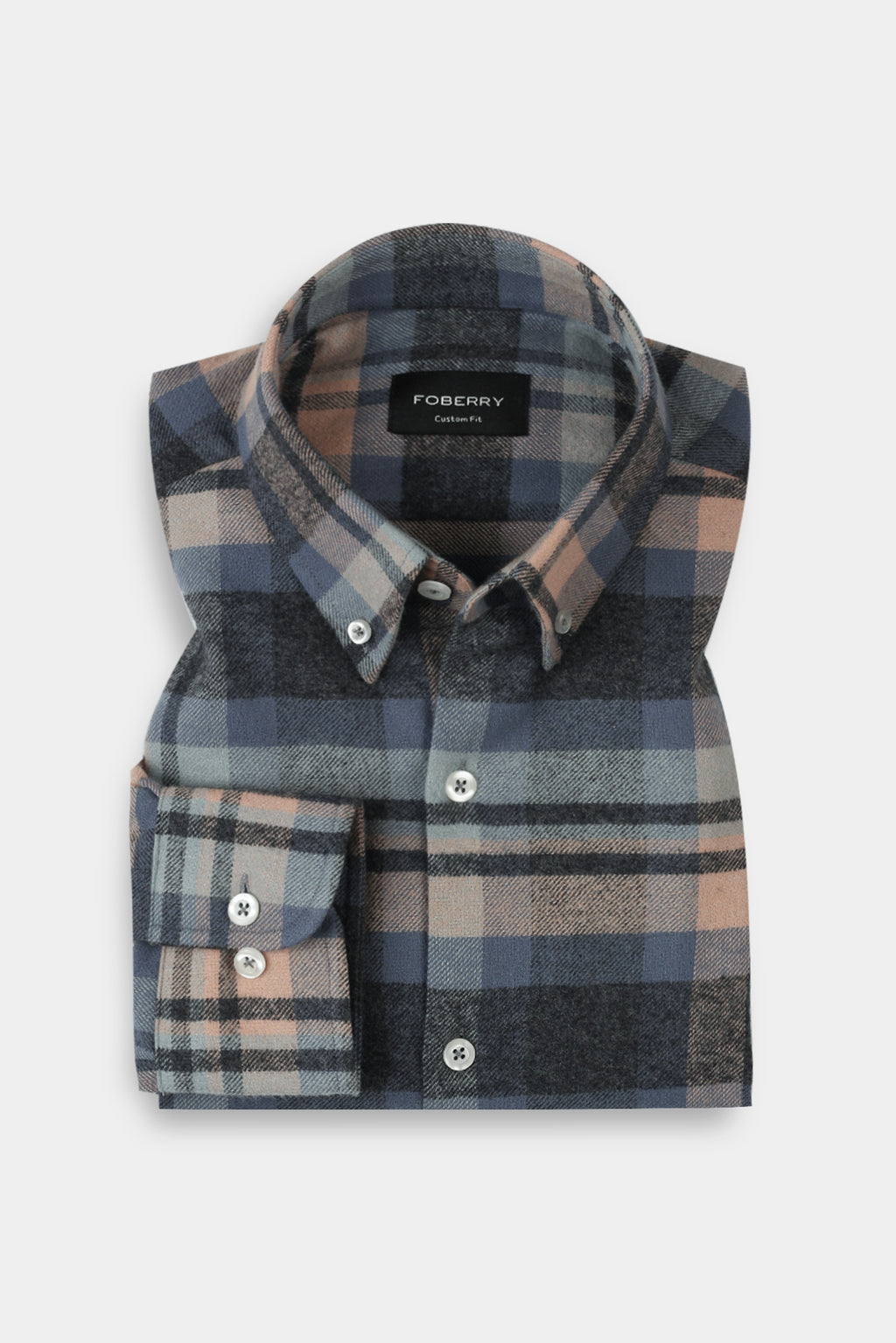Ivory Blue Madras Winter Flannel Shirt