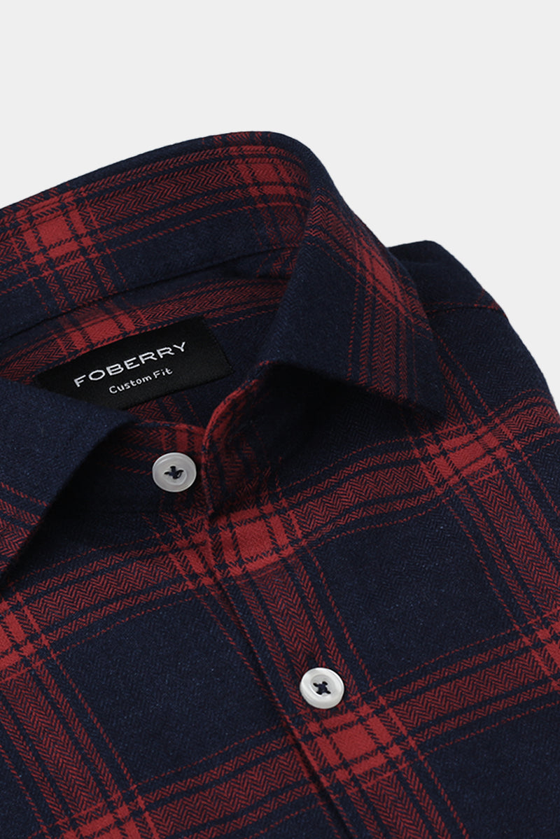 Soft Denim Blue Tartan Winter Flannel Shirt