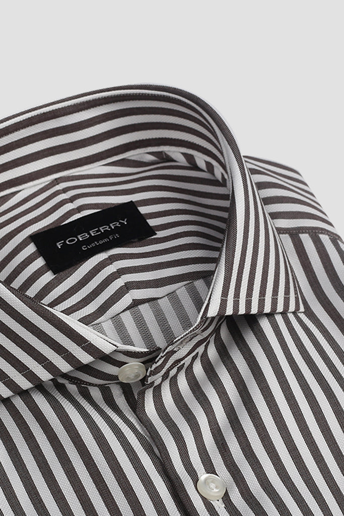 Charcoal Bengal Structured Stripes Shirt