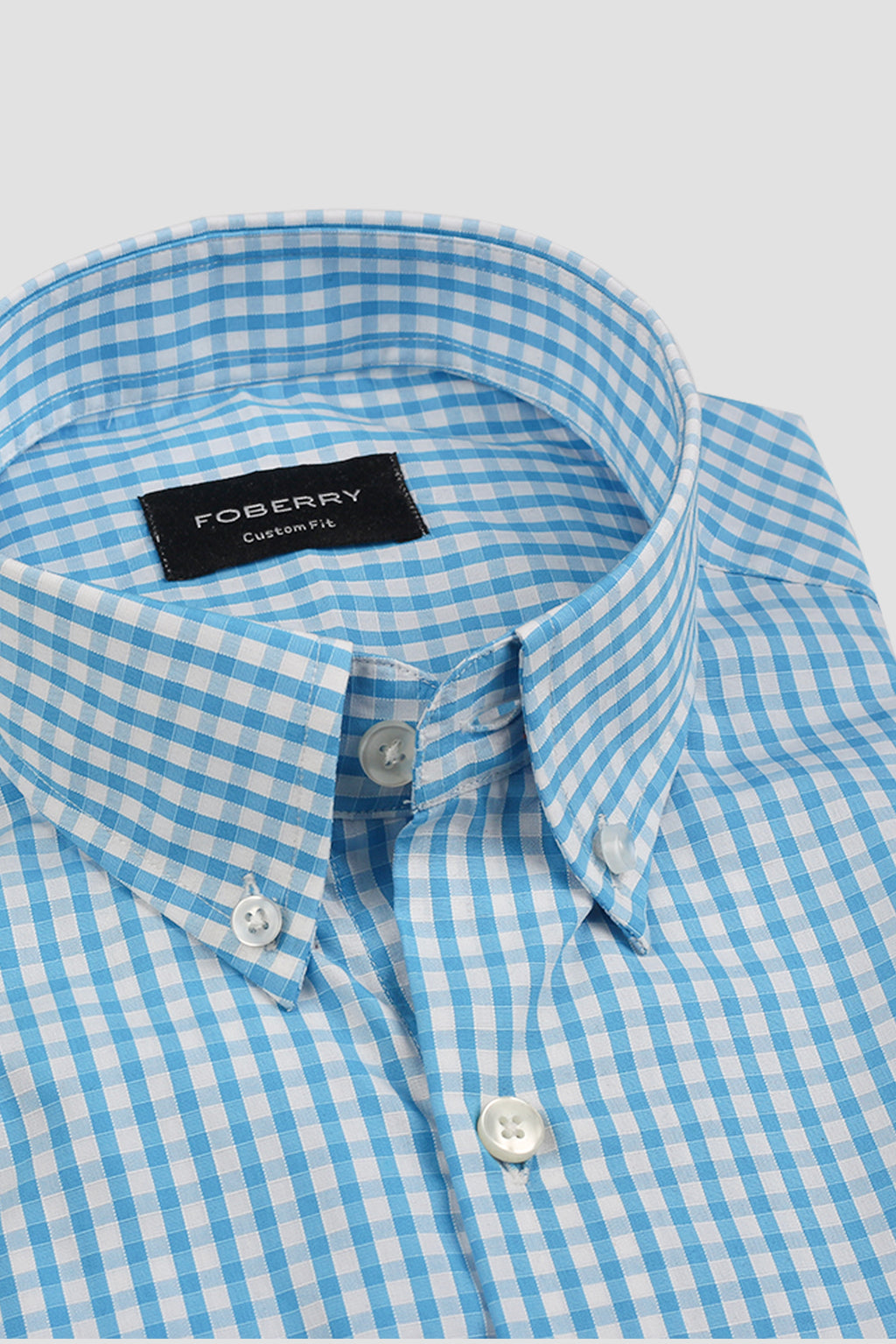 Soft Turquoise Blue Gingham Shirt