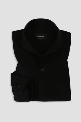 Jet Black Corduroy Shirt - Cut Away Extreme Collar - Foberry Pakistan