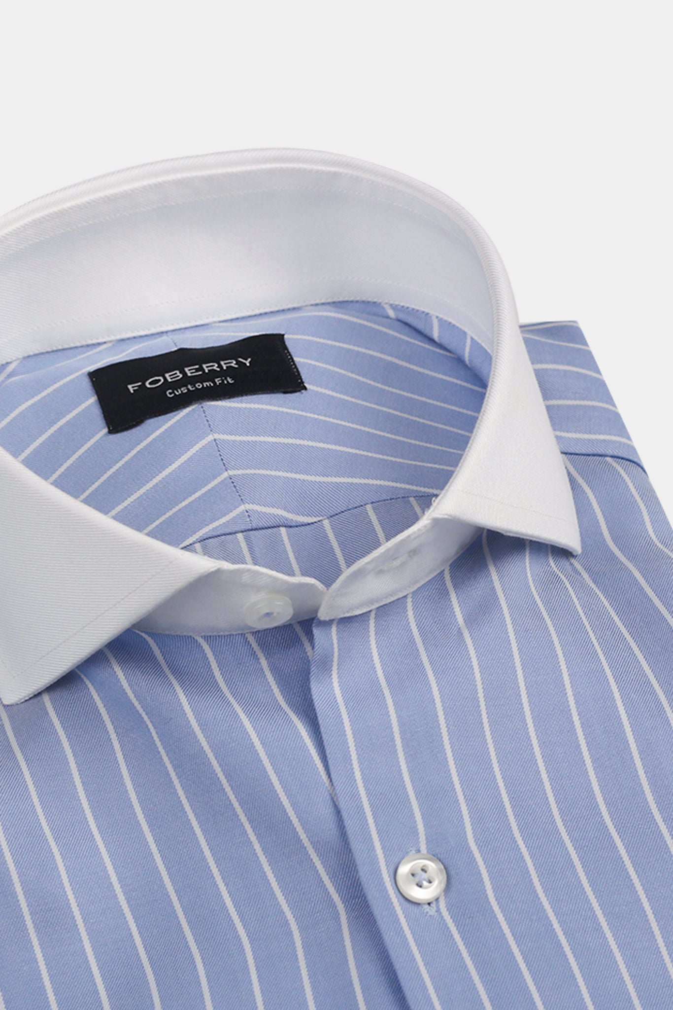 Sky Blue With White Pencil Stripes Shirt