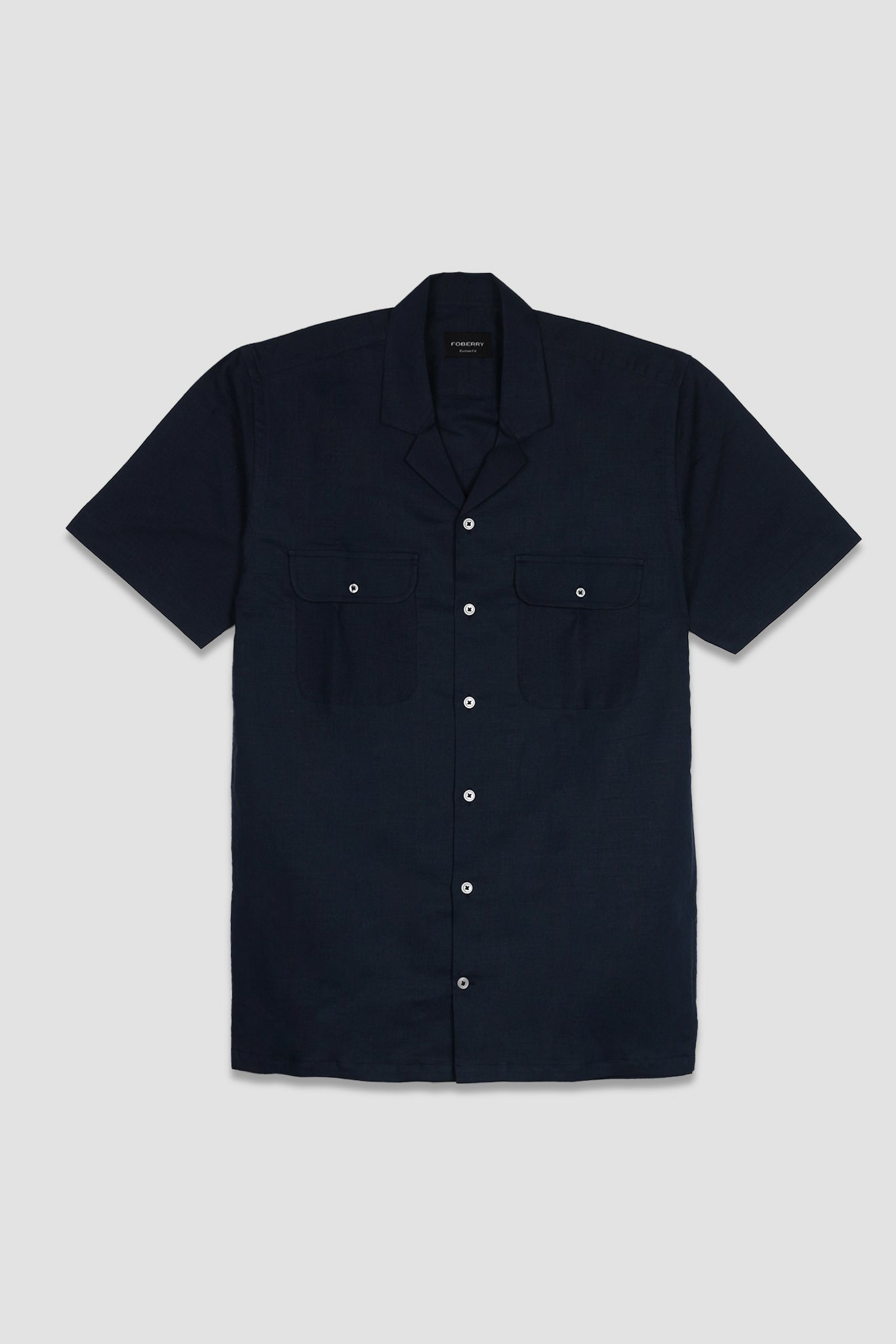 Navy Blue  Italian Linen - Safari Shirt