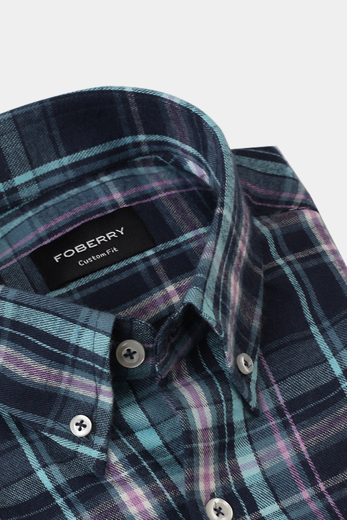 Soft Teal Blue Tartan Winter Flannel Shirt