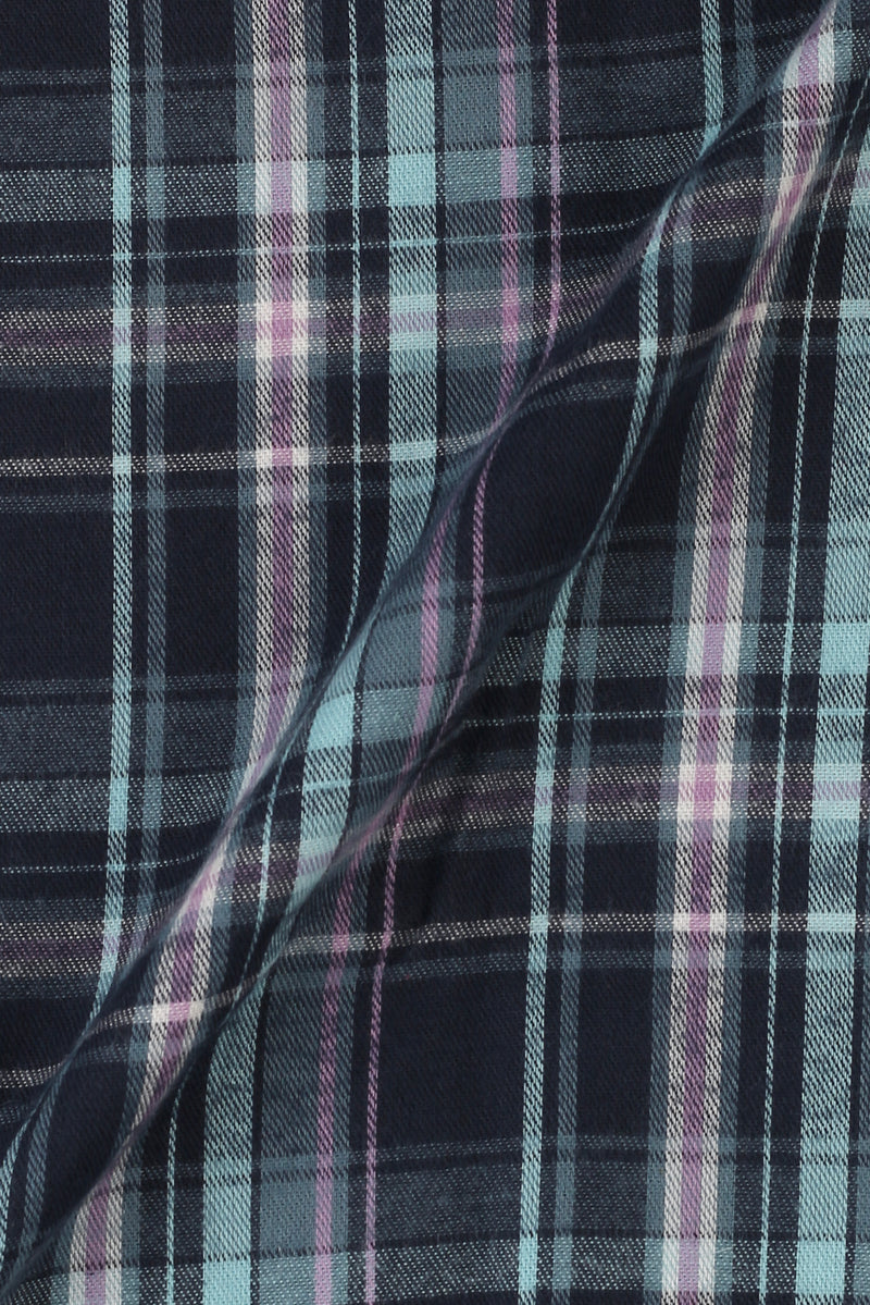 Soft Teal Blue Tartan Winter Flannel Shirt