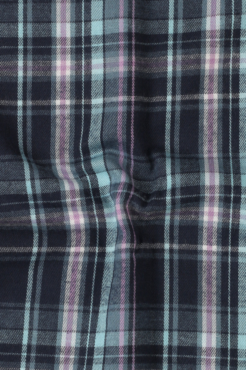 Soft Teal Blue Tartan Winter Flannel Shirt
