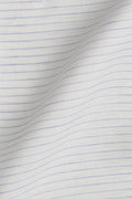 White Blue Chain Striped Fine Italian Linen