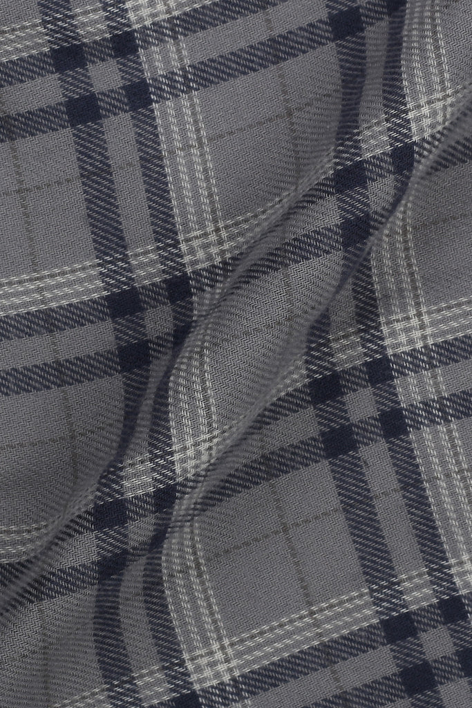 Grey Blue Madras Winter Flannel Shirt
