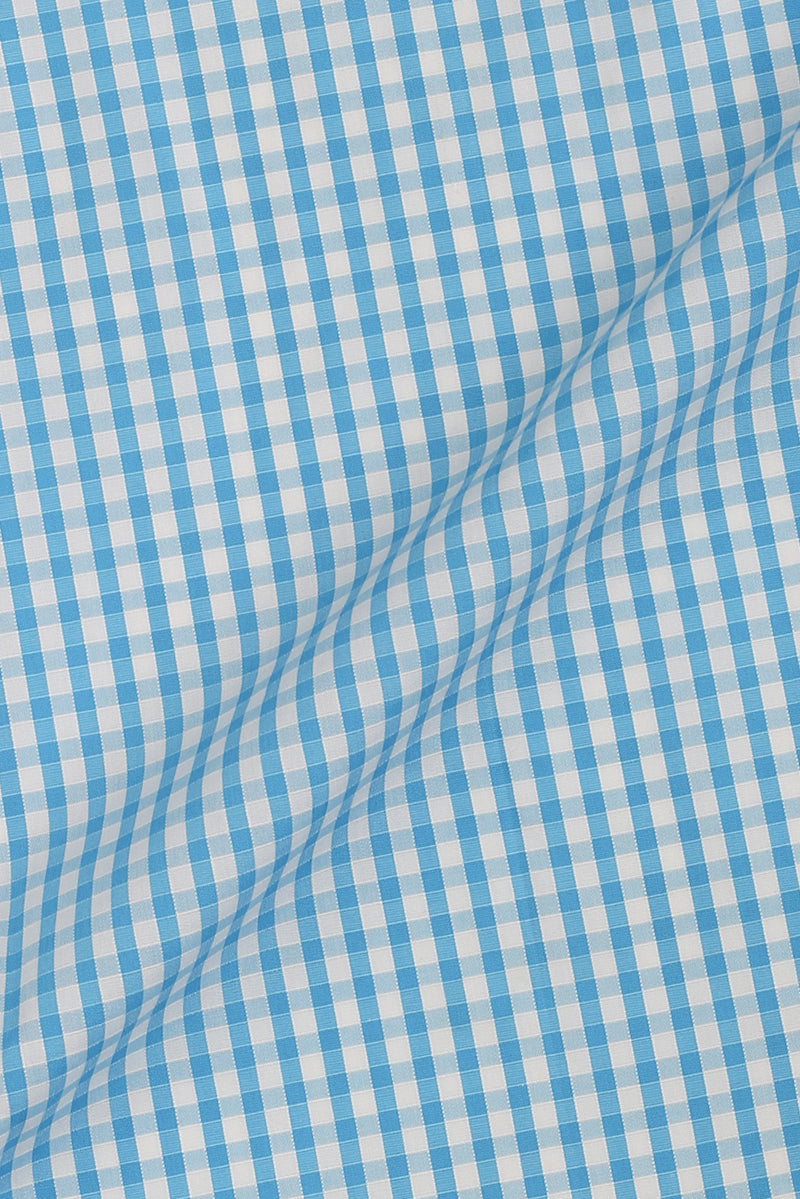 Soft Turquoise Blue Gingham Shirt