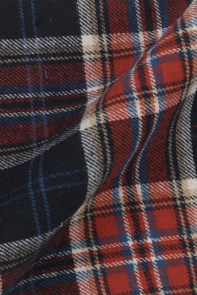 Blue Orange Madras Winter Flannel Shirt