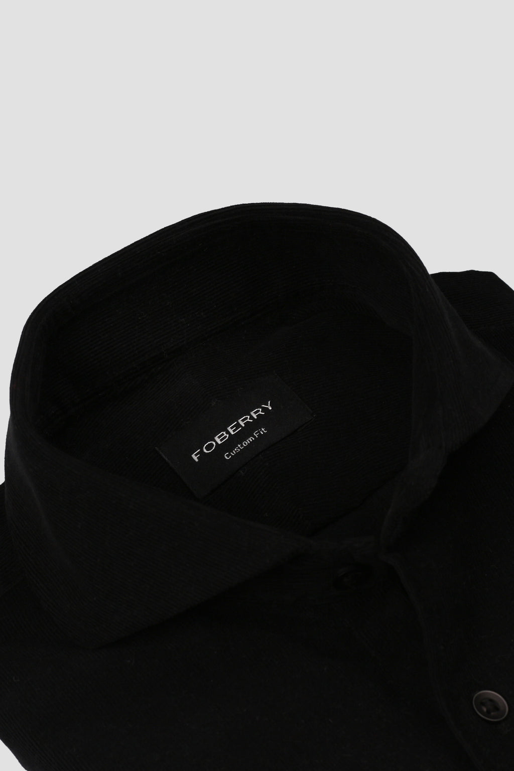 Jet Black Corduroy Shirt - Cut Away Extreme Collar - Foberry Pakistan