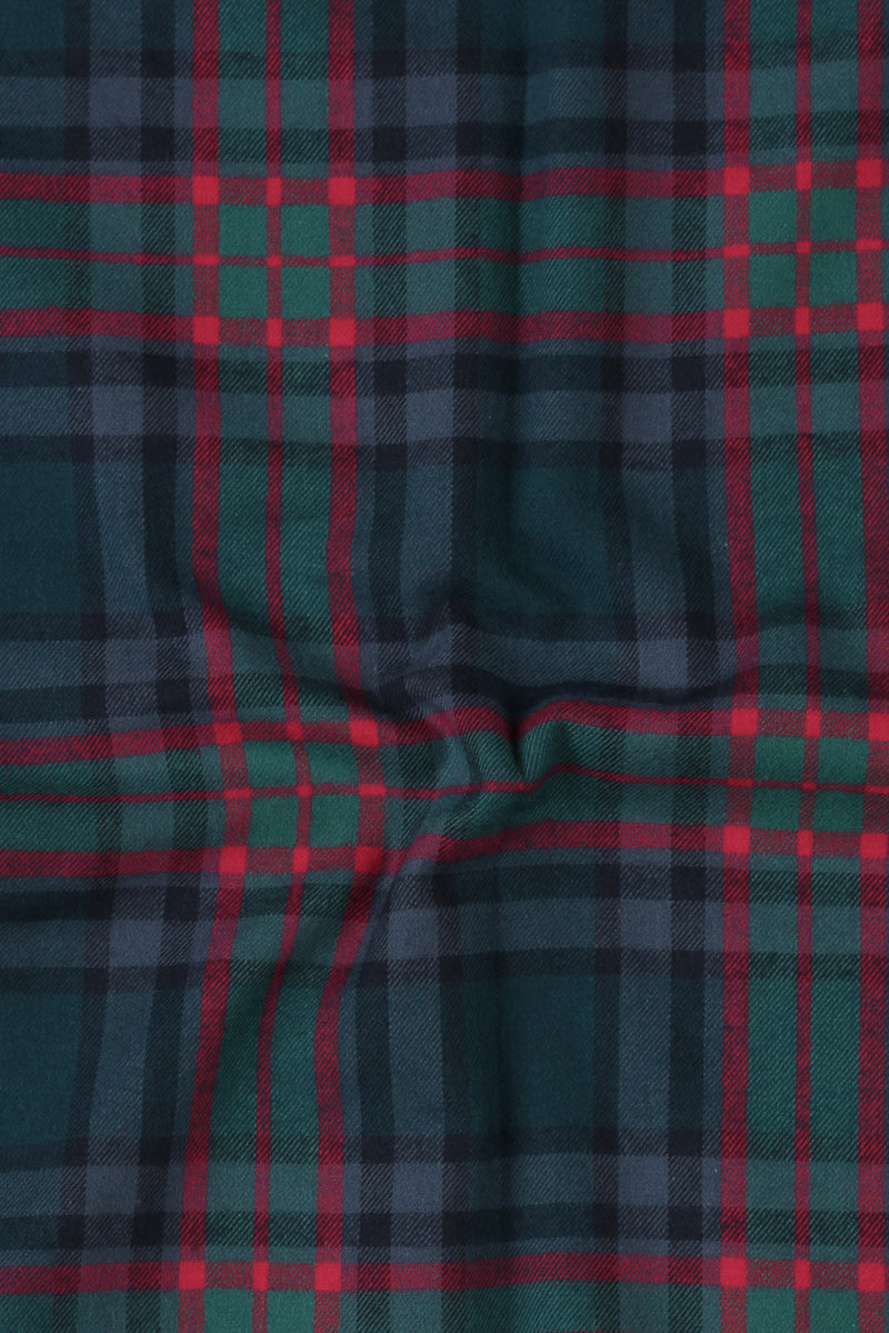 Dark Blue Green Tartan Winter Flannel Shirt