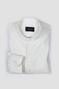 White Linen Shirt Band Collar - Foberry Pakistan