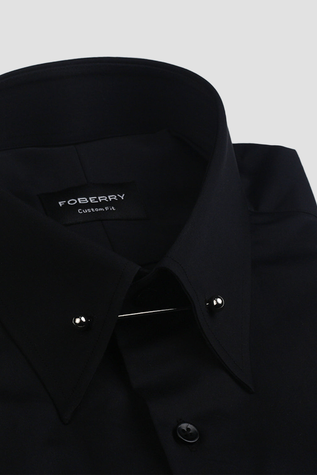 Black Egyptian Pin Collar Shirt - Silver Pin