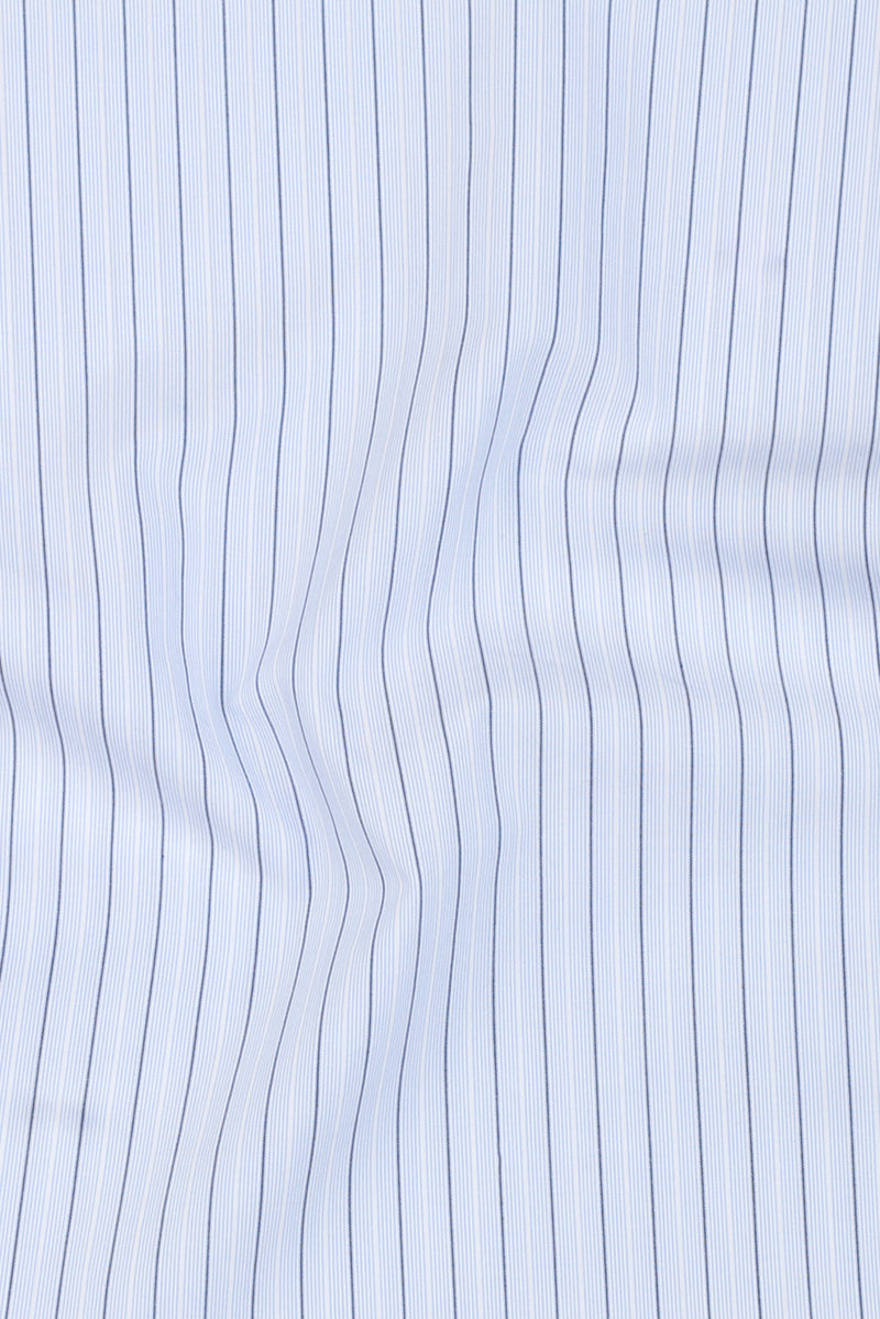 Sky Blue & Black Hairline Striped Shirt