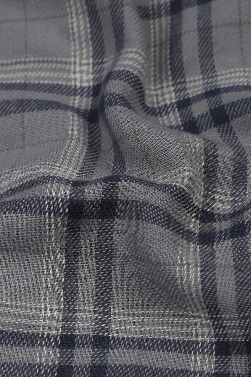 Grey Blue Madras Winter Flannel