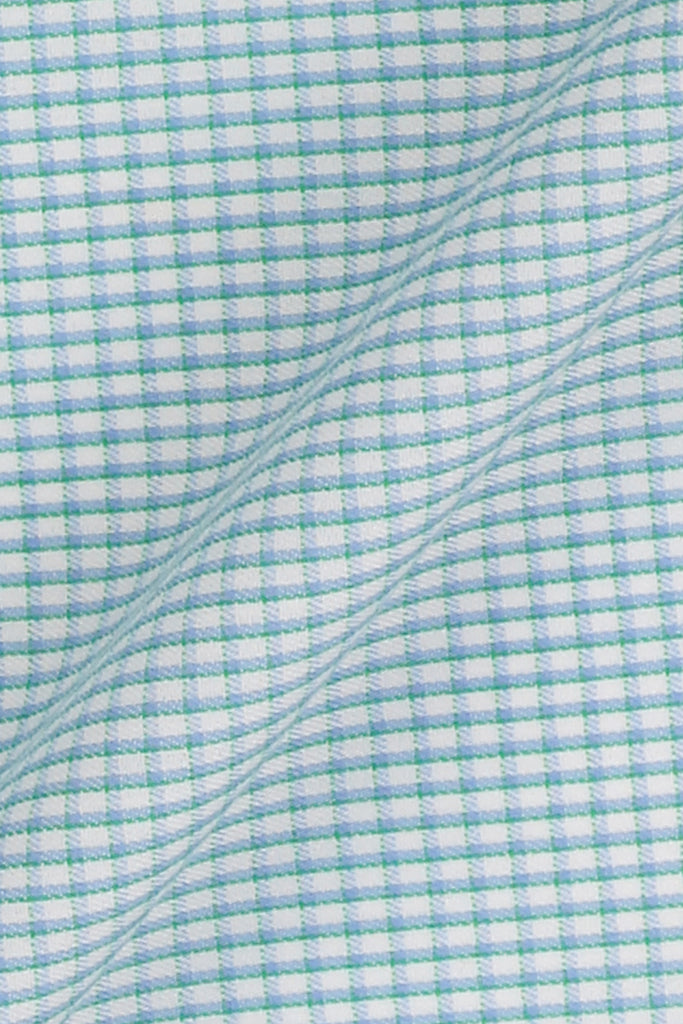 Soft Green on Blue Gingham Shirt - Easy Care