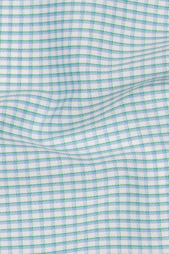 Soft Green on Blue Gingham Shirt - Easy Care