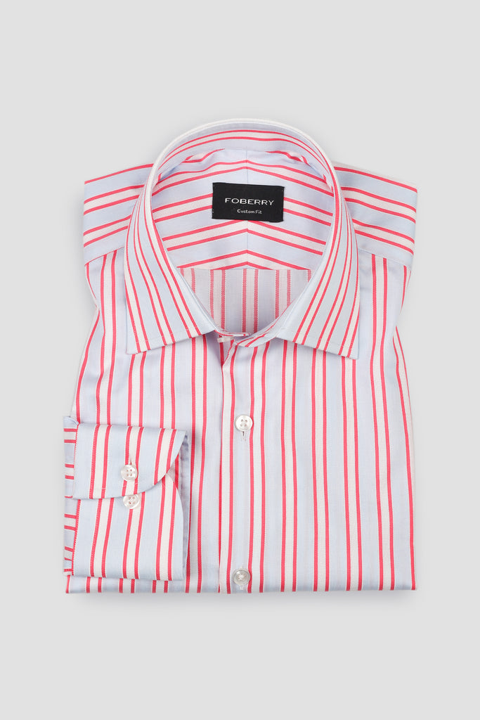 Red And Blue Aradonis Stripes Shirt - Easy Care