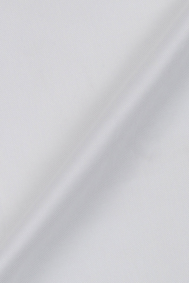 White Twill Pin Collar Shirt - Silver Pin
