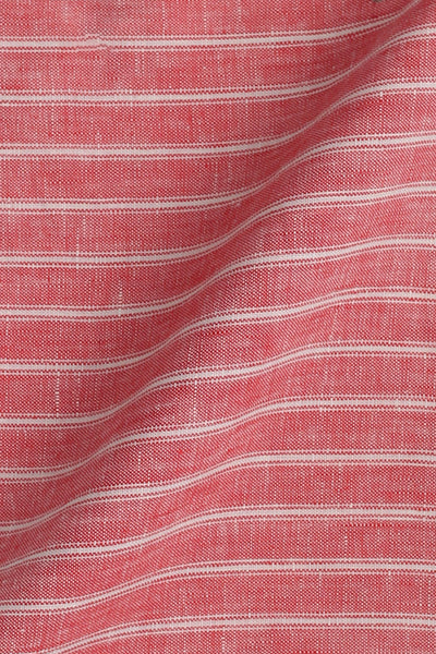 Faded Red Striped Fine Italian Linen