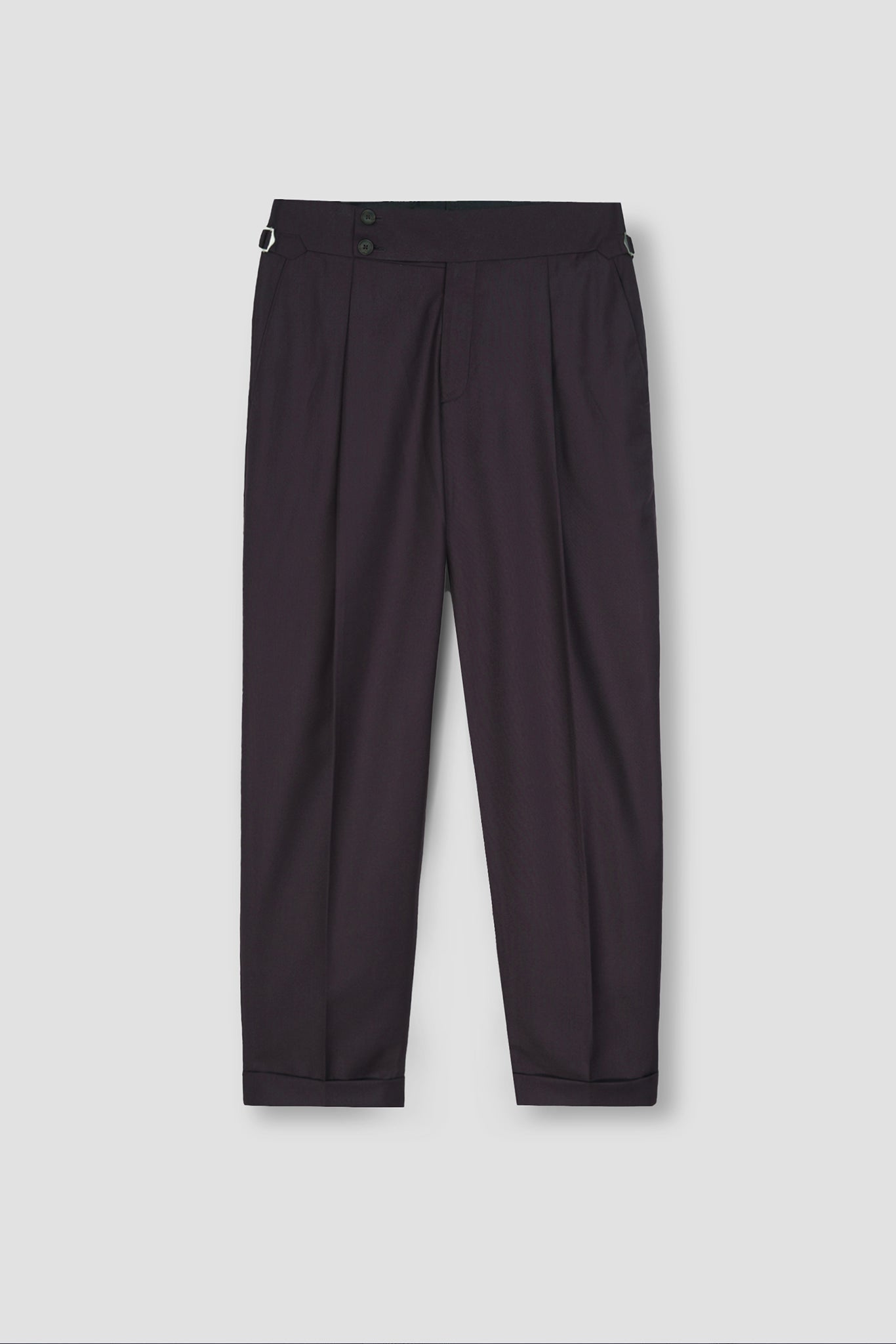 Dark Plum Tropical Wool Blended Dress Pant