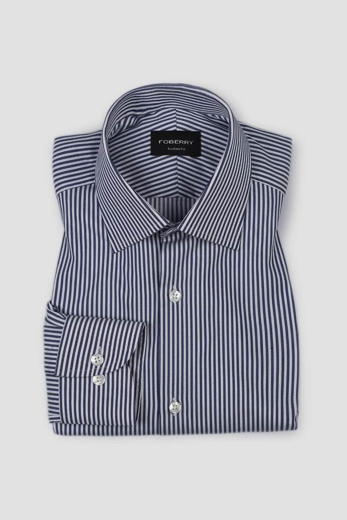Soft Navy Blue Candy Stripes Shirt - Easy Care