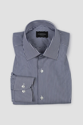 Soft Navy Blue Candy Stripes Shirt - Easy Care