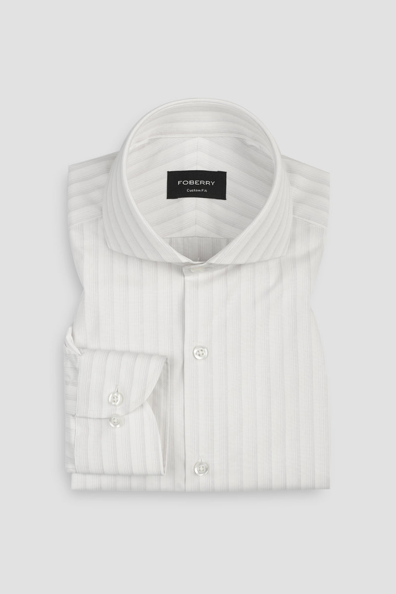 Soft Lilac Structured Barcode Striped Shirt