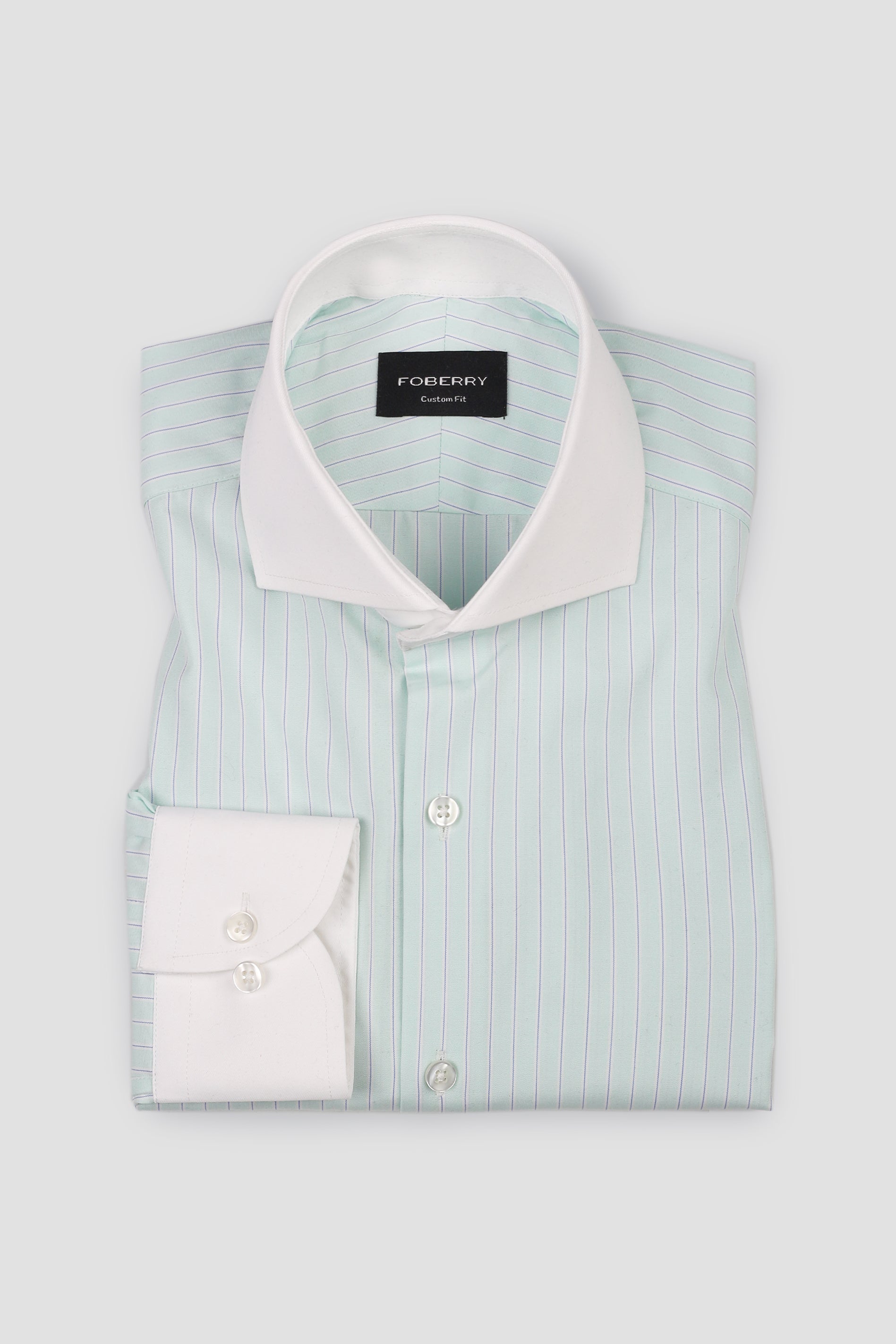 Blue on Green Hairline Stripes Shirt